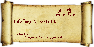 Lőwy Nikolett névjegykártya